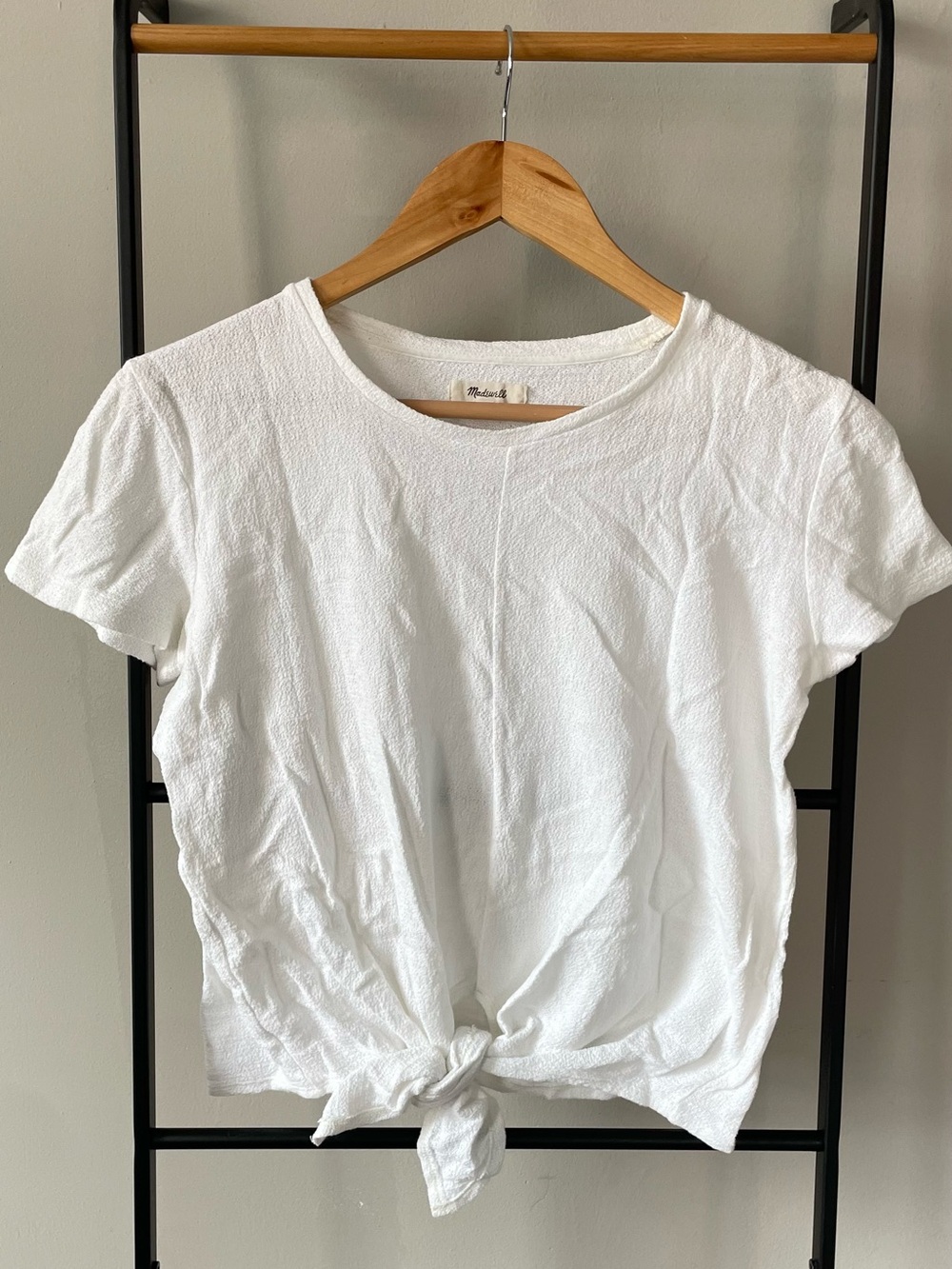 Madewell White Tie Front Top
